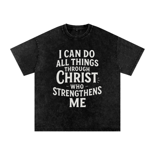 I Can Do All Things - Acid Wash Oversize T-Shirt