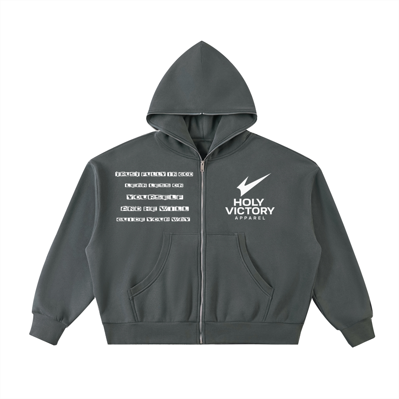 Fleeced Full-Zip Boxy Hoodie