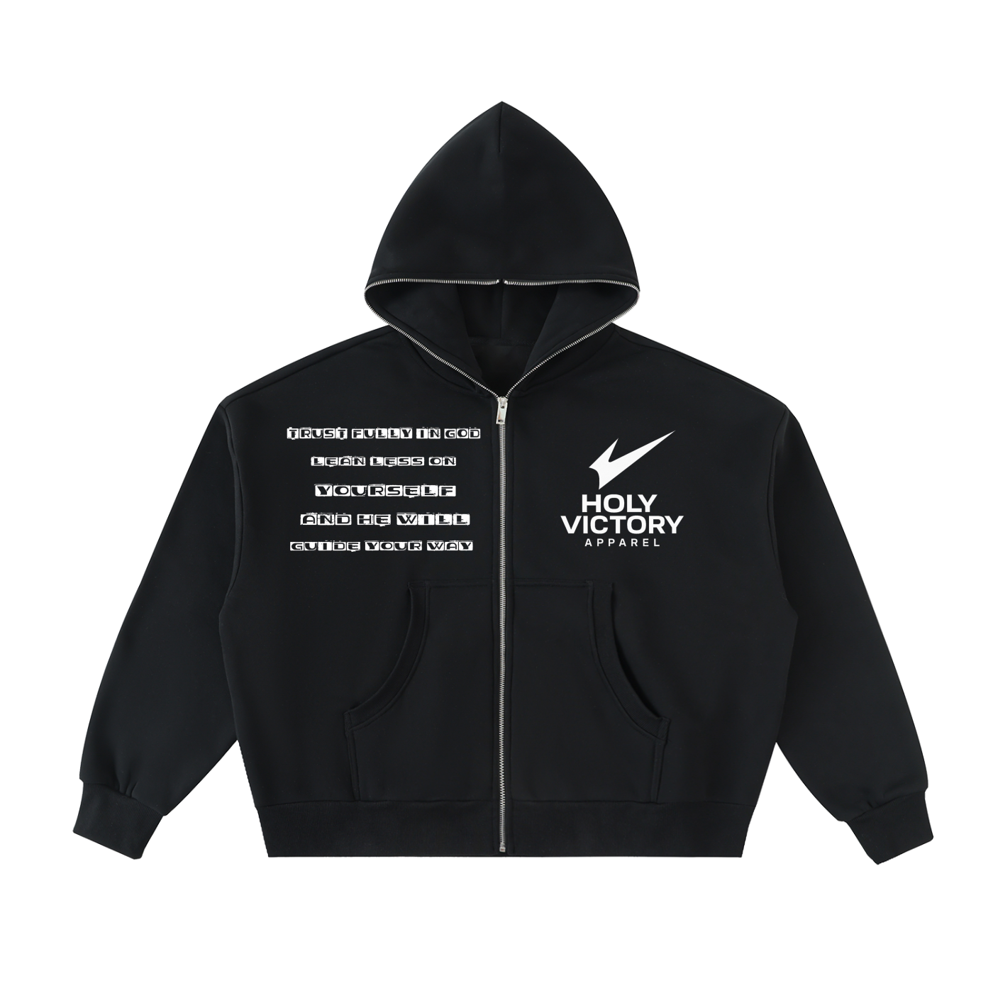 Fleeced Full-Zip Boxy Hoodie